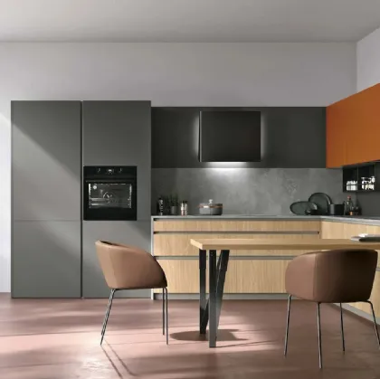 Modern angular kitchen with peninsula Metropolis 13 by Stosa.