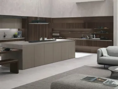 Modern Natural 01 Kitchen in Oak and Neolith® Cement Satin by Stosa.