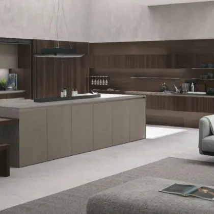 Modern Natural 01 Kitchen in Oak and Neolith® Cement Satin by Stosa.