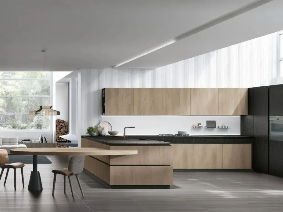Modern kitchen with Stosa Natural 11 peninsula
