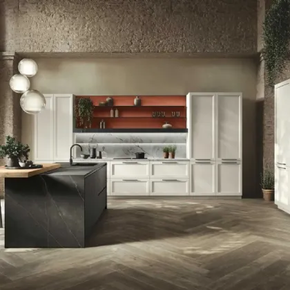 Modern L-shaped kitchen with Palio 06 island by Stosa.