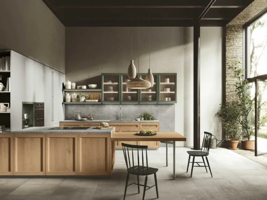 Modern kitchen with Palio 07 peninsula by Stosa.