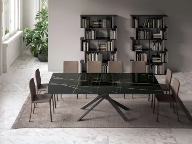 Extendable table 4x4 in Marble Glass by Ozzio