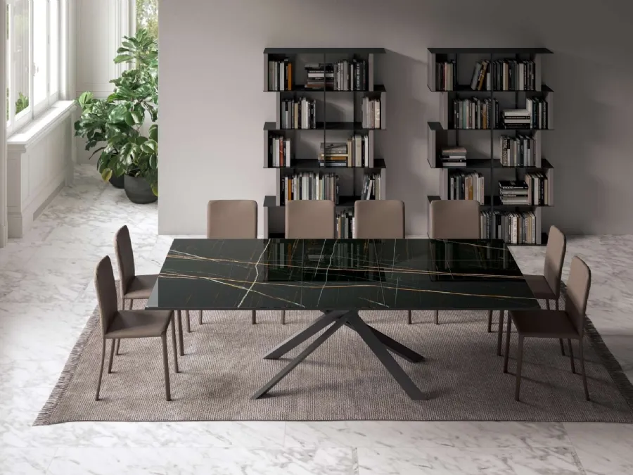 Extendable table 4x4 in Marble Glass by Ozzio