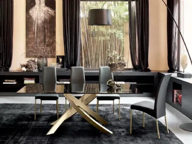 Artistic table with crystal top by Bontempi.