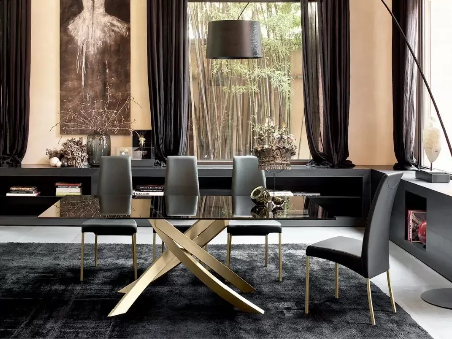 Artistic table with crystal top by Bontempi.