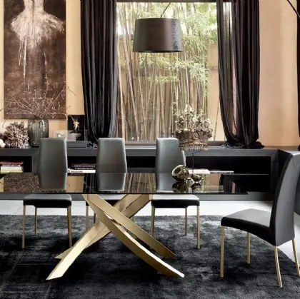 Artistic table with crystal top by Bontempi.