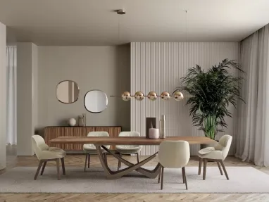 Solid beechwood table by Bontempi