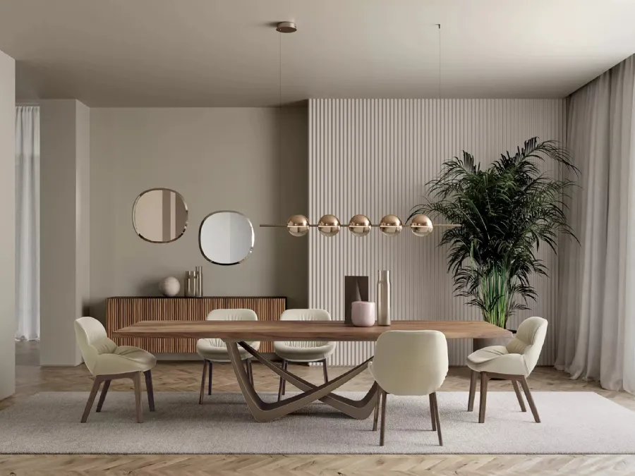 Solid beechwood table by Bontempi