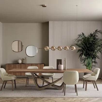 Solid beechwood table by Bontempi