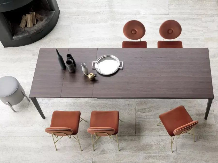 Extendable Echo IN table with melamine wood effect top by Bontempi.