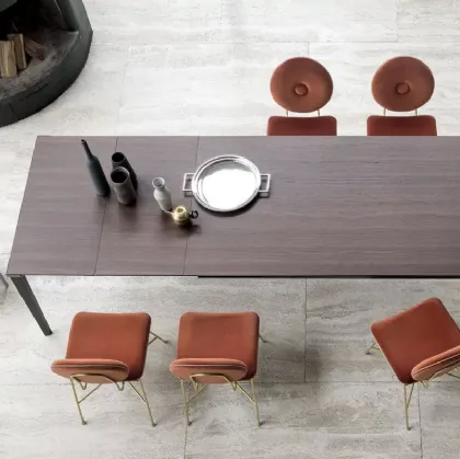 Extendable Echo IN table with melamine wood effect top by Bontempi.