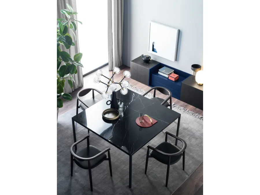 Square table Filo in Light Stone by Novamobili