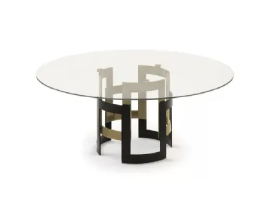 Round Imperial table with a glass top and a steel base by Bontempi.