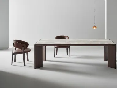 Oshi table in ceramic and wood by Bonaldo