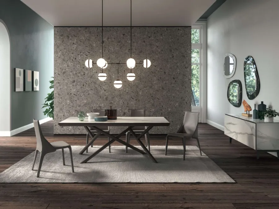 Ozzio's Random Marble Glass extendable table.