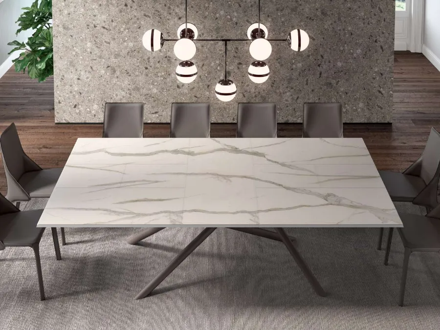 Extendable table Random Marble Glass by Ozzio