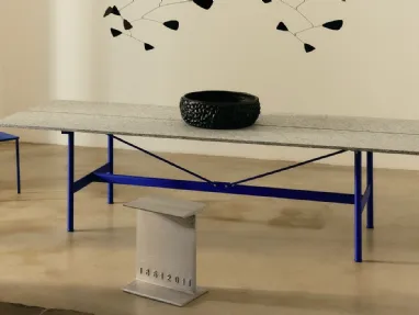 Zinc table in Luserna stone marble by Desalto.