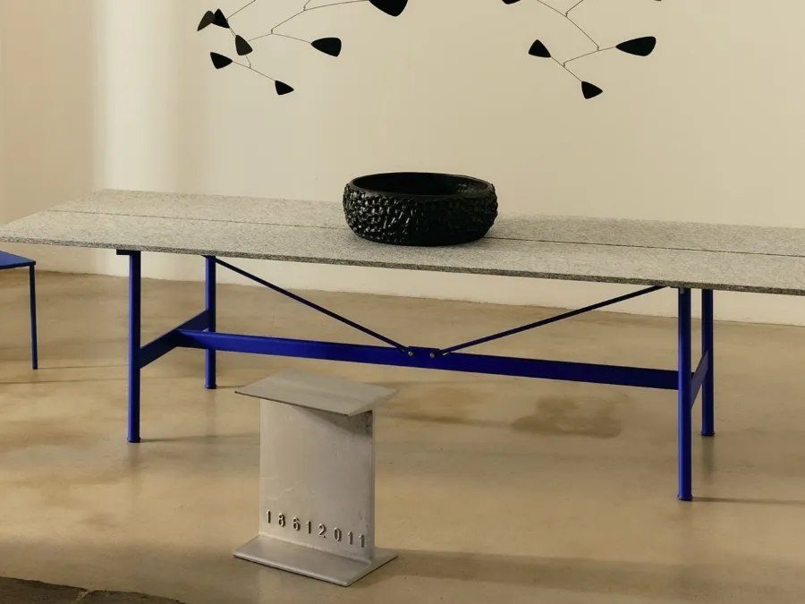 Zinc table in Luserna stone marble by Desalto.